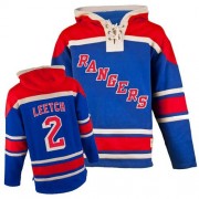 Men's Old Time Hockey New York Rangers 2 Brian Leetch Royal Blue Sawyer Hooded Sweatshirt Jersey - Premier