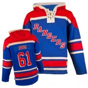 Men's Old Time Hockey New York Rangers 61 Rick Nash Royal Blue Sawyer Hooded Sweatshirt Jersey - Authentic