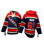Men's Old Time Hockey New York Rangers 61 Rick Nash Navy Blue Sawyer Hooded Sweatshirt Jersey - Authentic