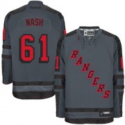 Men's Reebok New York Rangers 61 Rick Nash Charcoal Cross Check Fashion Jersey - Premier
