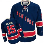 Men's Reebok New York Rangers 15 Tanner Glass Navy Blue Third Jersey - Authentic
