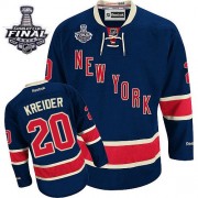 Men's Reebok New York Rangers 20 Chris Kreider Navy Blue Third 2014 Stanley Cup Jersey - Authentic