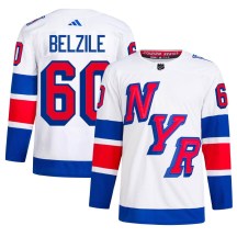 Men's Adidas New York Rangers Alex Belzile White 2024 Stadium Series Primegreen Jersey - Authentic