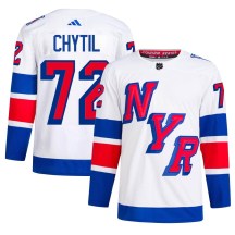 Men's Adidas New York Rangers Filip Chytil White 2024 Stadium Series Primegreen Jersey - Authentic