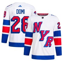 Men's Adidas New York Rangers Tie Domi White 2024 Stadium Series Primegreen Jersey - Authentic