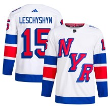 Men's Adidas New York Rangers Jake Leschyshyn White 2024 Stadium Series Primegreen Jersey - Authentic