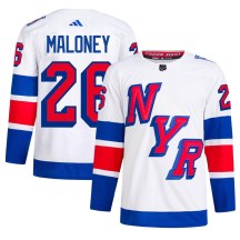 Men's Adidas New York Rangers Dave Maloney White 2024 Stadium Series Primegreen Jersey - Authentic