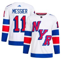 Men's Adidas New York Rangers Mark Messier White 2024 Stadium Series Primegreen Jersey - Authentic
