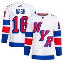 Men's Adidas New York Rangers Riley Nash White 2024 Stadium Series Primegreen Jersey - Authentic
