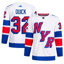 Men's Adidas New York Rangers Jonathan Quick White 2024 Stadium Series Primegreen Jersey - Authentic