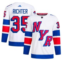 Men's Adidas New York Rangers Mike Richter White 2024 Stadium Series Primegreen Jersey - Authentic