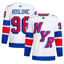 Men's Adidas New York Rangers Jack Roslovic White 2024 Stadium Series Primegreen Jersey - Authentic