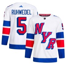 Men's Adidas New York Rangers Chad Ruhwedel White 2024 Stadium Series Primegreen Jersey - Authentic