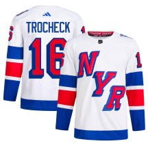 Men's Adidas New York Rangers Vincent Trocheck White 2024 Stadium Series Primegreen Jersey - Authentic