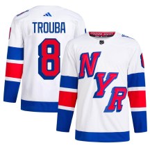 Men's Adidas New York Rangers Jacob Trouba White 2024 Stadium Series Primegreen Jersey - Authentic