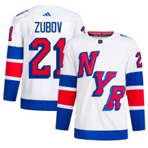Men's Adidas New York Rangers Sergei Zubov White 2024 Stadium Series Primegreen Jersey - Authentic