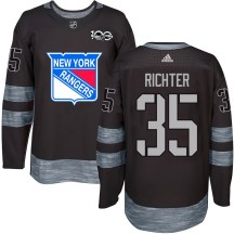 Men's New York Rangers Mike Richter Black 1917-2017 100th Anniversary Jersey - Authentic