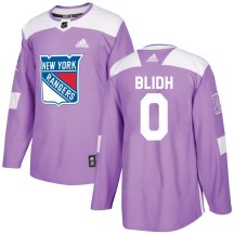 Men's Adidas New York Rangers Anton Blidh Purple Fights Cancer Practice Jersey - Authentic