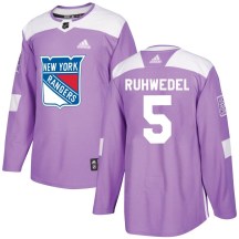 Men's Adidas New York Rangers Chad Ruhwedel Purple Fights Cancer Practice Jersey - Authentic