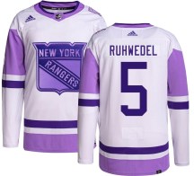 Men's Adidas New York Rangers Chad Ruhwedel Hockey Fights Cancer Jersey - Authentic