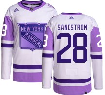 Men's Adidas New York Rangers Tomas Sandstrom Hockey Fights Cancer Jersey - Authentic