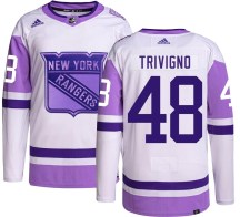 Men's Adidas New York Rangers Bobby Trivigno Hockey Fights Cancer Jersey - Authentic