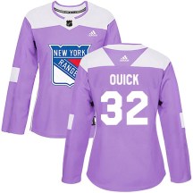 Women's Adidas New York Rangers Jonathan Quick Purple Fights Cancer Practice Jersey - Authentic