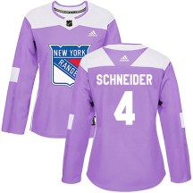 Women's Adidas New York Rangers Braden Schneider Purple Fights Cancer Practice Jersey - Authentic