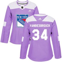 Women's Adidas New York Rangers John Vanbiesbrouck Purple Fights Cancer Practice Jersey - Authentic