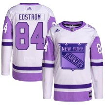 Men's Adidas New York Rangers Adam Edstrom White/Purple Hockey Fights Cancer Primegreen Jersey - Authentic