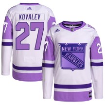 Men's Adidas New York Rangers Alex Kovalev White/Purple Hockey Fights Cancer Primegreen Jersey - Authentic