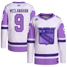 Men's Adidas New York Rangers Rob Mcclanahan White/Purple Hockey Fights Cancer Primegreen Jersey - Authentic