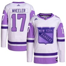 Men's Adidas New York Rangers Blake Wheeler White/Purple Hockey Fights Cancer Primegreen Jersey - Authentic