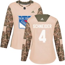 Women's Adidas New York Rangers Braden Schneider Camo Veterans Day Practice Jersey - Authentic