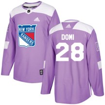 Men's Adidas New York Rangers Tie Domi Purple Fights Cancer Practice Jersey - Authentic