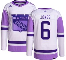 Men's Adidas New York Rangers Zac Jones Hockey Fights Cancer Jersey - Authentic