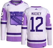 Men's Adidas New York Rangers Connor Mackey Hockey Fights Cancer Jersey - Authentic