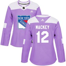 Women's Adidas New York Rangers Connor Mackey Purple Fights Cancer Practice Jersey - Authentic